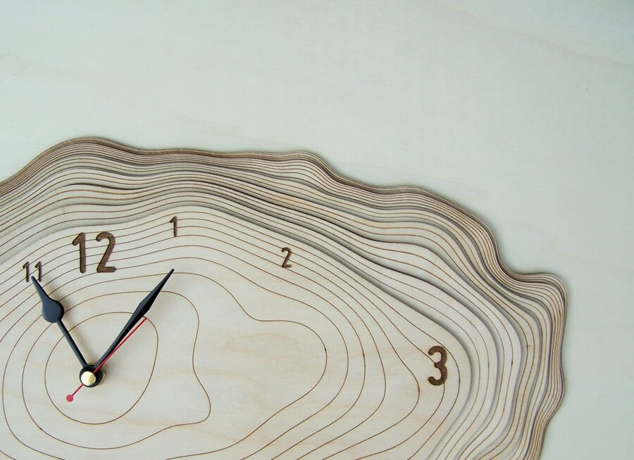 Wooden Wall Clock #4 - Laser Cutting Designs & Ideas