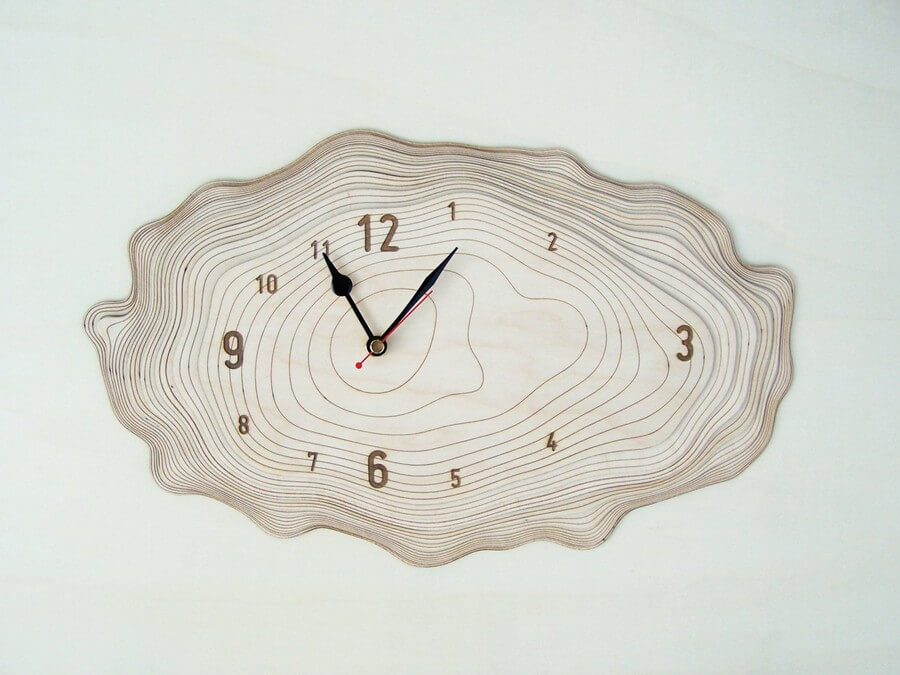 Wooden Wall Clock #4 - Laser Cutting Designs & Ideas