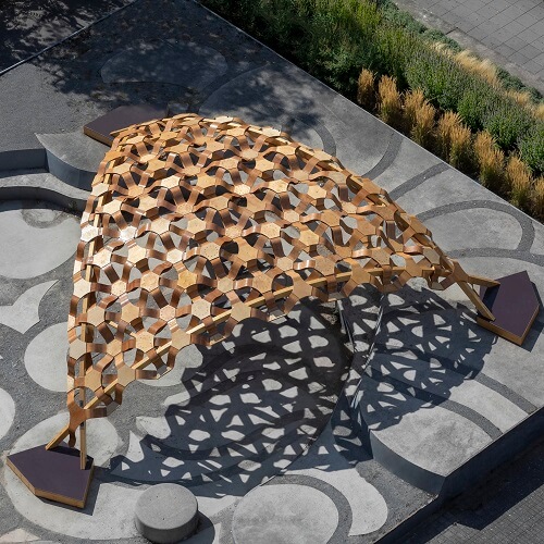 Experimental Biocomposite Pavilion, Segmented Shell Construction, Design, Material Development and Erection