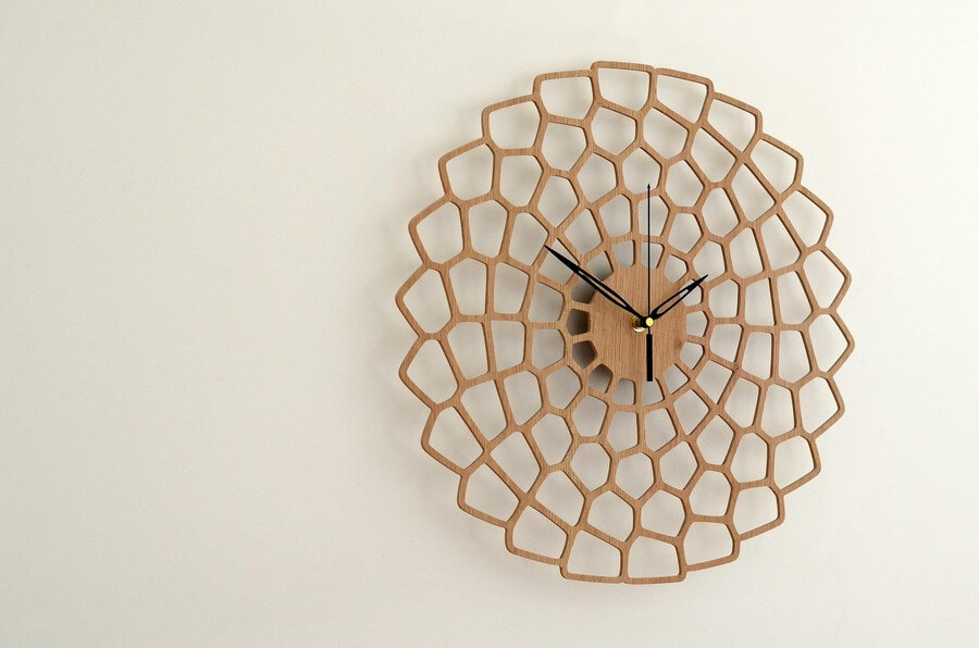 Wooden Wall Clock #6 - Laser Cutting Designs & Ideas