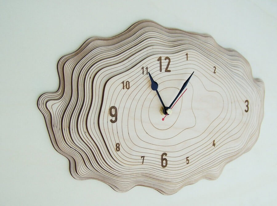 Wooden Wall Clock #4 - Laser Cutting Designs & Ideas